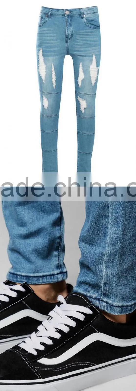 New style skinny fit denim jeans pent men's ripped distressing custom made jeans pants