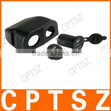 2 USB Socket + Digital LED Voltmeter Socket + Two Hole Tent Base for Car Truck Motorcycle Boat for ATV