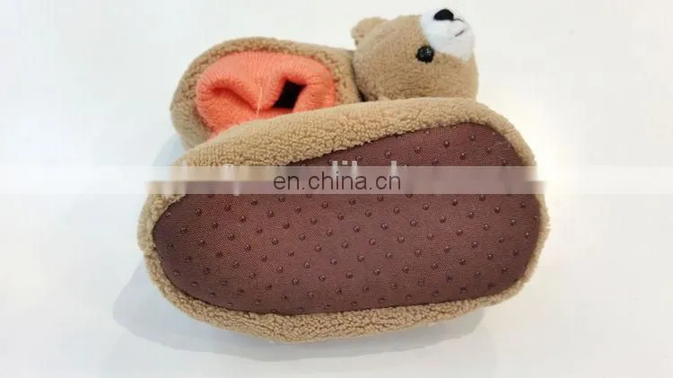 Factory directly sale cute stuffed animal type plush bear baby slippers