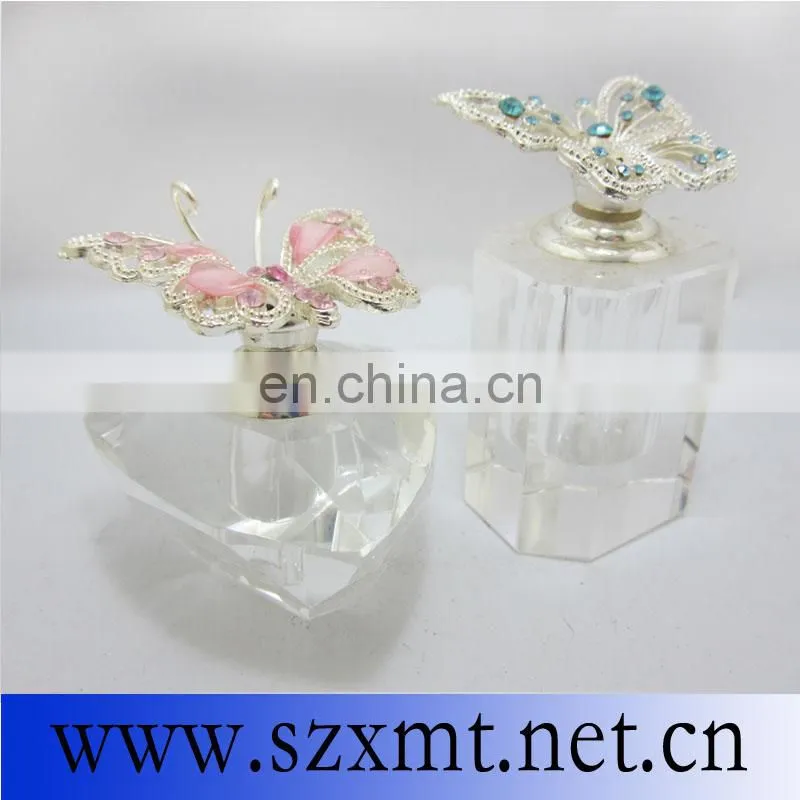 Custom floral metal and glass perfume bottle