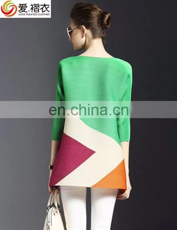 2017 new fashionable patch work blouse designs women stripe blouse