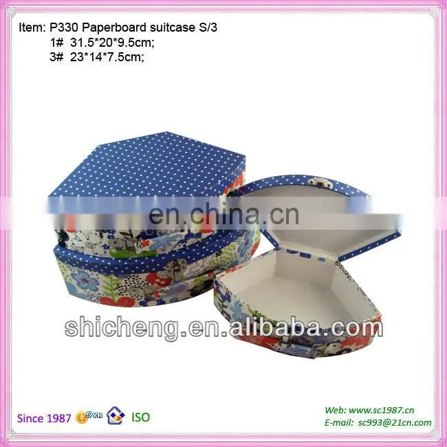 Personality blue whole printing shell shape paperboard suitcase gift boxes with handle
