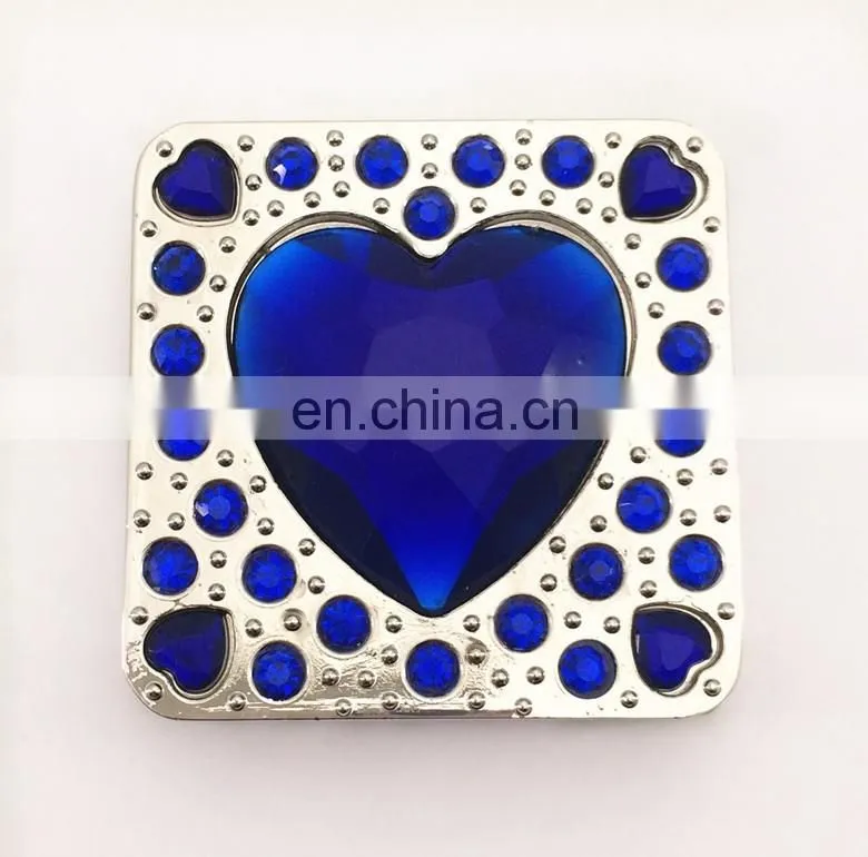 Wholesale square foldable purse hanger with heart shape crystal