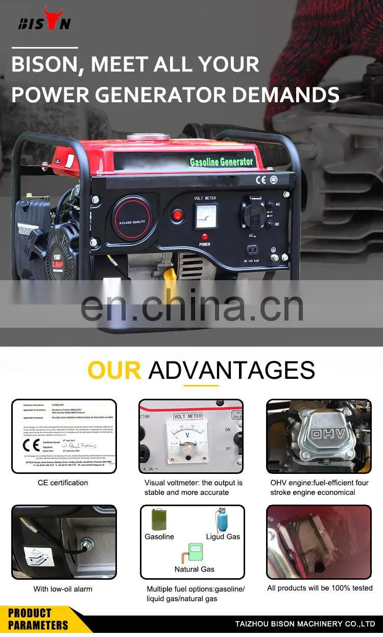 BISON CHINA 1200 watt Mini Portable Generator Air Cooled OHV Single Cylinder Engine Gasoline Generator 1.2kw
