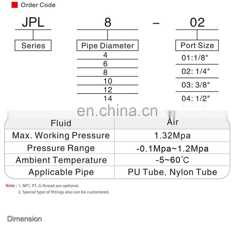SNS JPL Series nickel plated brass male elbow push to connect pneumatic tube fitting air hose connector