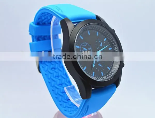 Japan movt quartz watch stainless steel back, azure silicone strap