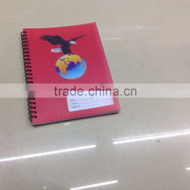 Plastic PVC cover notebook with double o wire