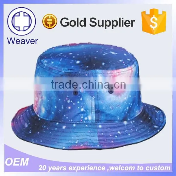 Custom Unisex Summer Folding Wide Brim Cotton Galaxy Cheap Bucket Hat / Cap