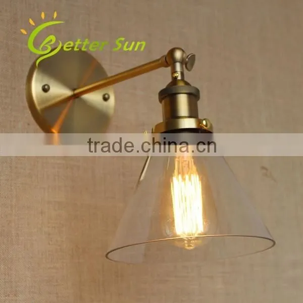 Loft Glass Shade Wall Sconce Bedside Vintage Solar Wall Light for Corridor