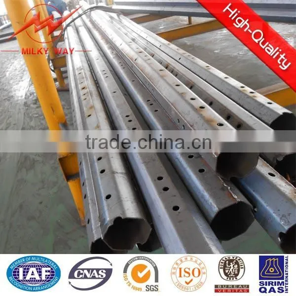 SGS 10m 12KN outdoor galvanized steel mast pole for Africa