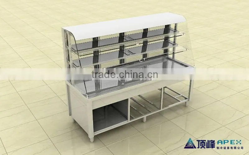 APEX restaurant air cooled showcase hot pot chafing dish refrigerated order dishes display cabinet