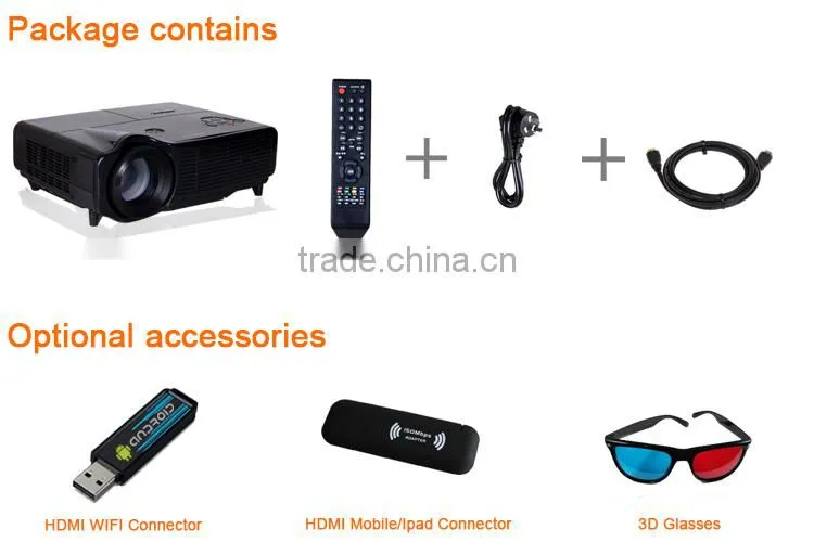 Built In Android 4.2 USB3.0 WIFI Free Shipping Projector LED proyector,Full HD Red/Blue 3D Support 1080P Projector