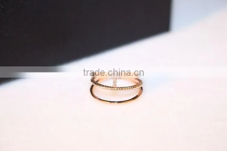 2015 Three Layer Fashion Midi Rings Rhinestone Cross Punk Rings For Women and men