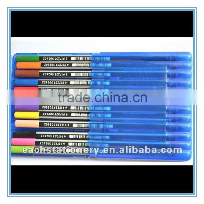 12colors triangle shape black and silver japanese stripe color pencils set for kids with pvc pencil case