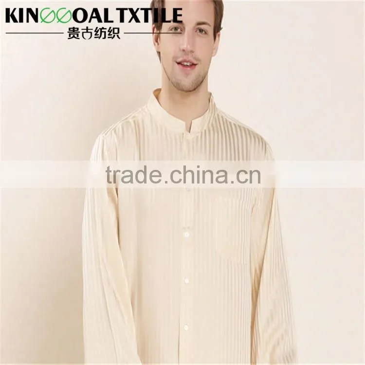100% Silk solid color Pajama Set Men's Long Lightweight
