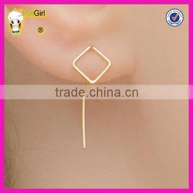 Wholesale gold plating square earrings, women square ear jacket, minimalist ear cuff