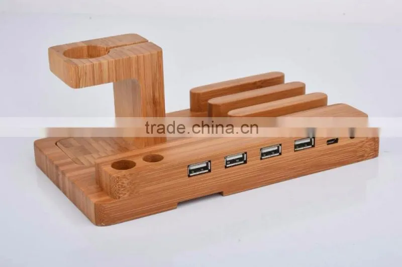 2016 Luxury bamboo material stand holder for apple watch iphone