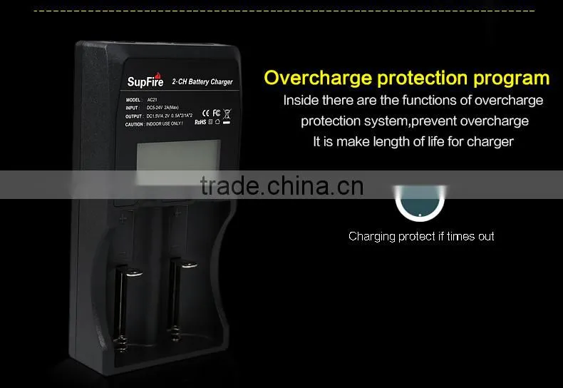 18650 /26650/16340 battery dual slots chareger with HD LCD display