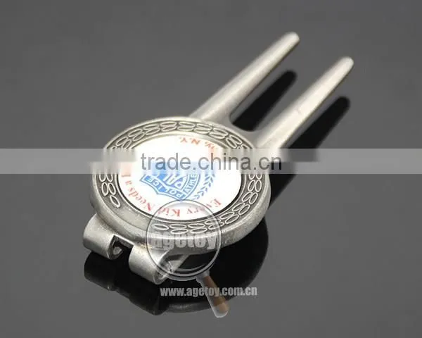 New York League Team Souvenir Print Logo Custom Alloy Antique Silver Plated Metal Golf Divot Tool