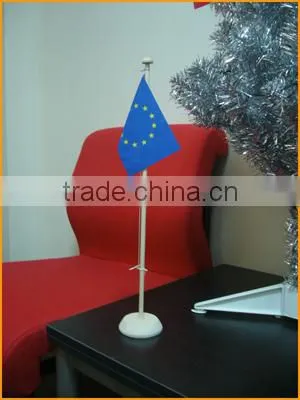 promotion polyester table flag desk flag with stainless stand