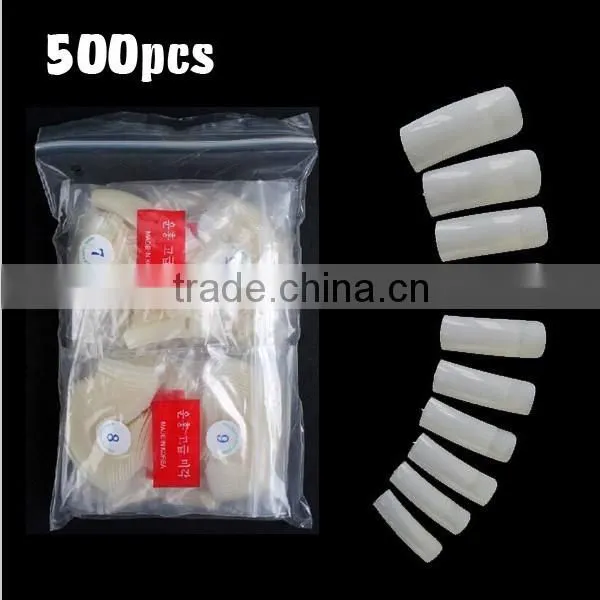 500pcs Plain false nail Salon nail tips natural full cover artificial nail arts