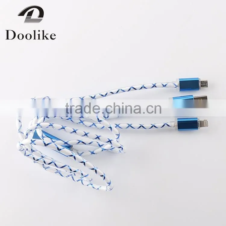 Hot selling 2 in 1USB Cable For Samsung Mrice USB Cable 1m Wholesale For Iphone data Cable
