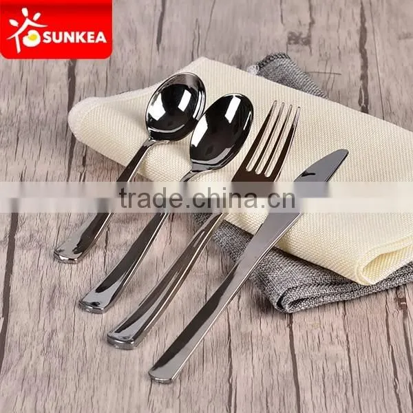 Disposable plastic cutlery set in silver finish