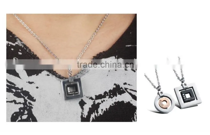 fashion jewelry 2016 316L stainless steel square forever love necklace for men