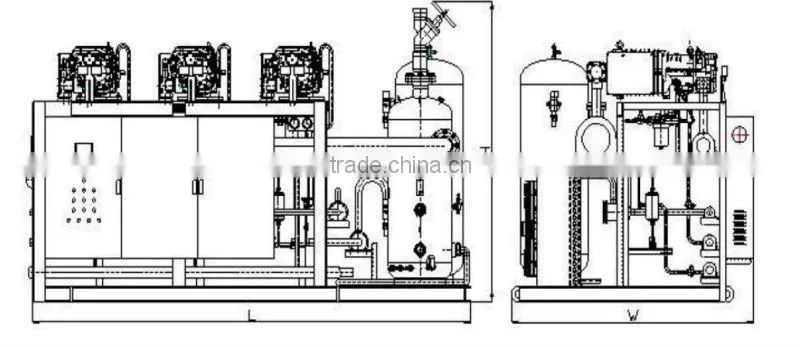 Low Temperature Semi-hermetic Screw Compressor Racks Condensing Unit for Fresh Fruit,Food,Meat in Cold Room etc