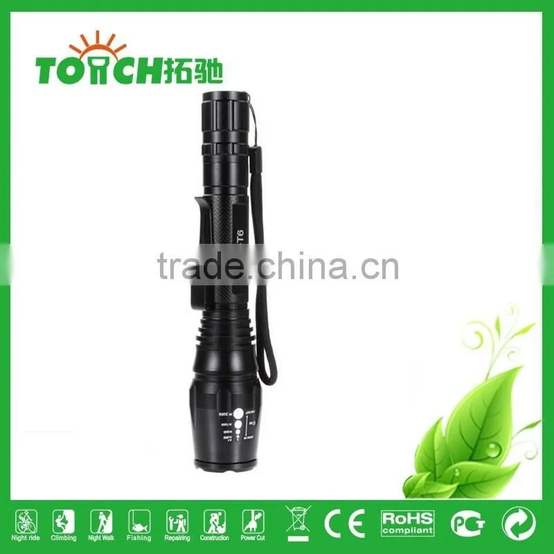 bike flashlight professional zoomable emergency flashlight high power super waterproof led lamp by 2*18650 battery With SOS lamp