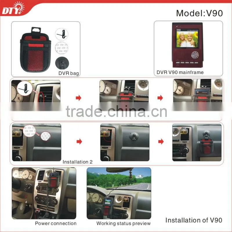 2013 first-rate!!! D1 sd card portable mini car dvr kit with motion detecting, V90