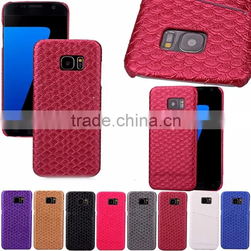Hot sale Scale pattern Skin leather case, PC hard cover with card slot on the back for iphone 6S/6 plus