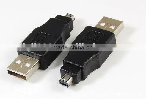 USB 2.0 Type A To Mini Type B 5 Pin M/M Adapter High Speed