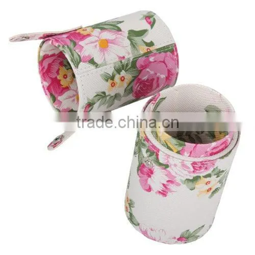 Peony PU Leather Cup Holder Storage Case for Makeup Brushes Tool