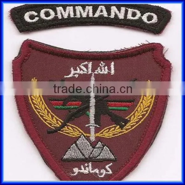 Wholesale letter embroidery company logo patch, beautiful hand sew on embroidery logo patch