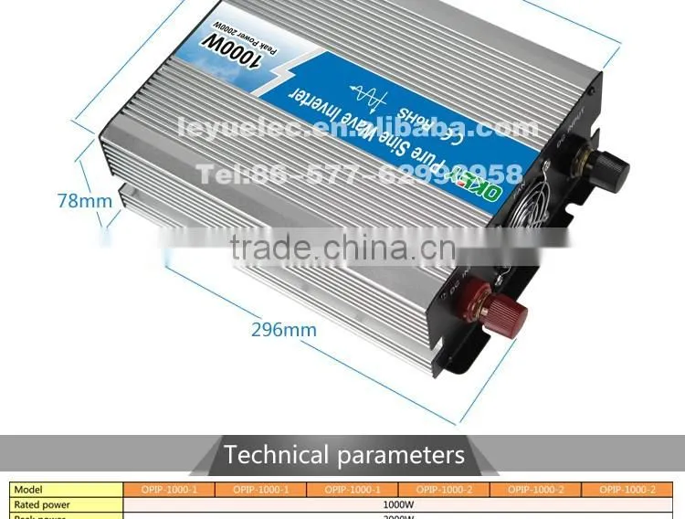 CE RoHS approved OPIP-1000w DC12v to AC 110v/220v good quality high frequency inverter sine wave used for household appliances