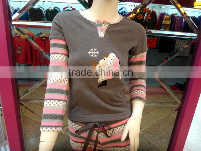 Cute girl draw string pants color blocking pajamas women