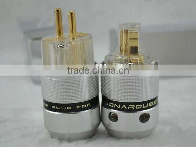 Sonar Quest Aluminum metal + 24K Gold Plated EUR Power Plug & IEC Connector
