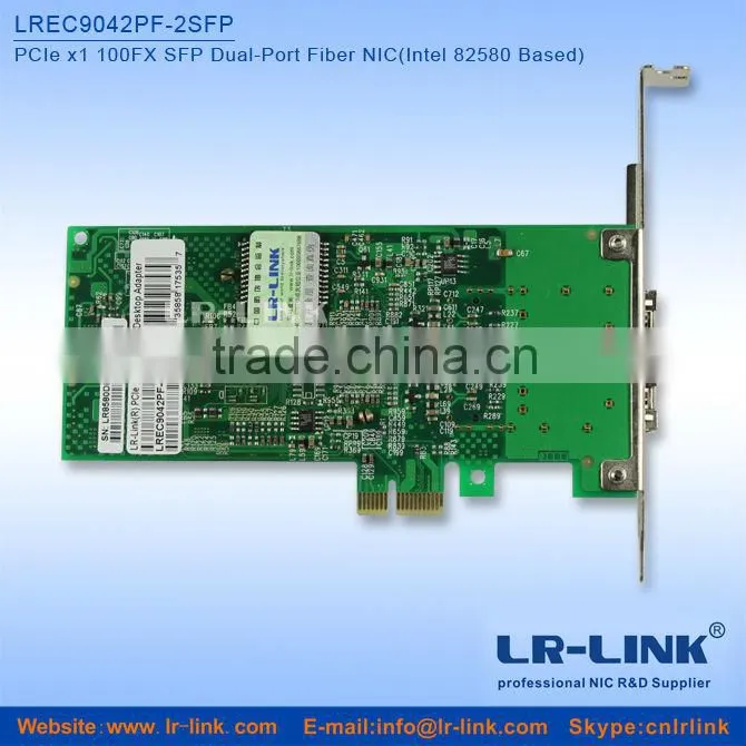 LREC9042PF-2SFP Intel 82580EB PCIe x1 100FX Dual SFP Port Fiber optic LAN Card