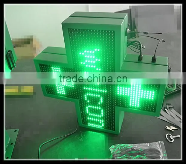 Single side full color RF wireless communication P10-48X48cm LED cross pharmacy display