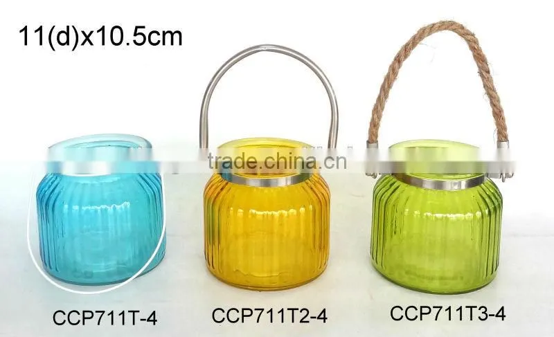 CCP711T2-4 glass jar sprayed with color with metal handle