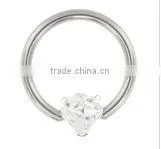 PINK Heart Shaped Gemstone BCR Nipple, Belly Rings -14G