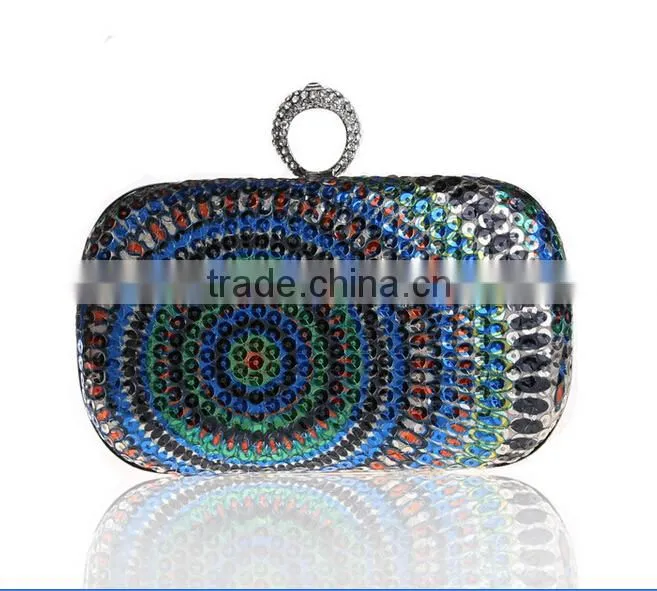Fashion Eye of the angel lady aluminum box sequin clutch evening bags
