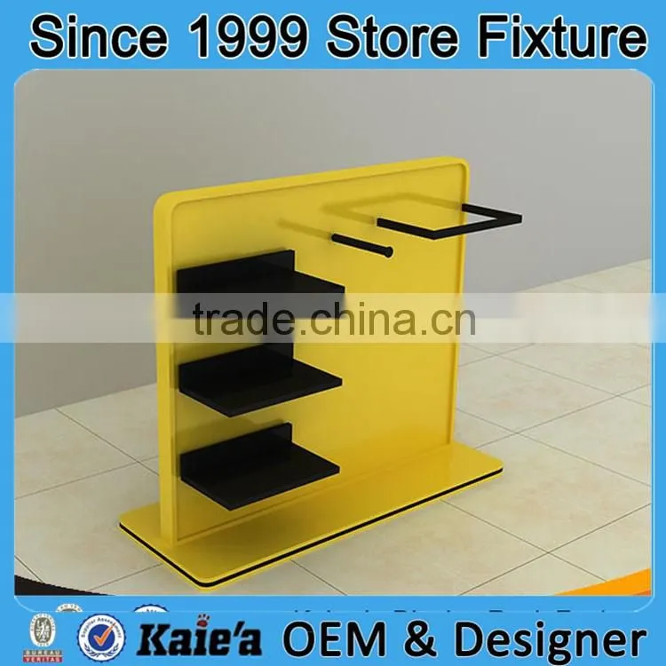 Yellow flooring display rack design clothing display rack for sale