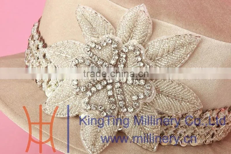 Womens Fancy Rhinestone Church Hat Hand Made Winter Velvet Hat