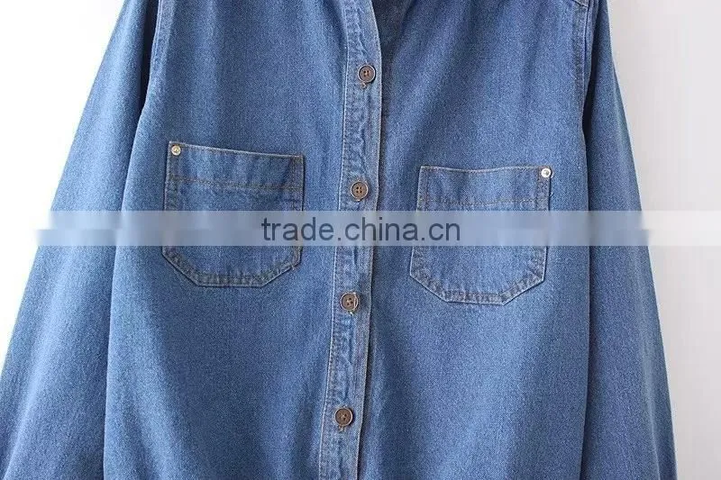cheap china wholesale clothing two pockets front denim jacket