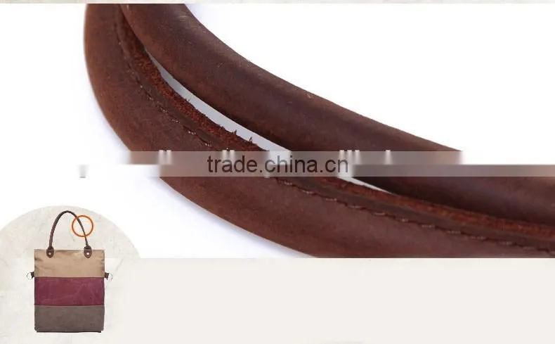 Hot sale high quality fashion cheap standard size canvas tote bag leather handle GW835