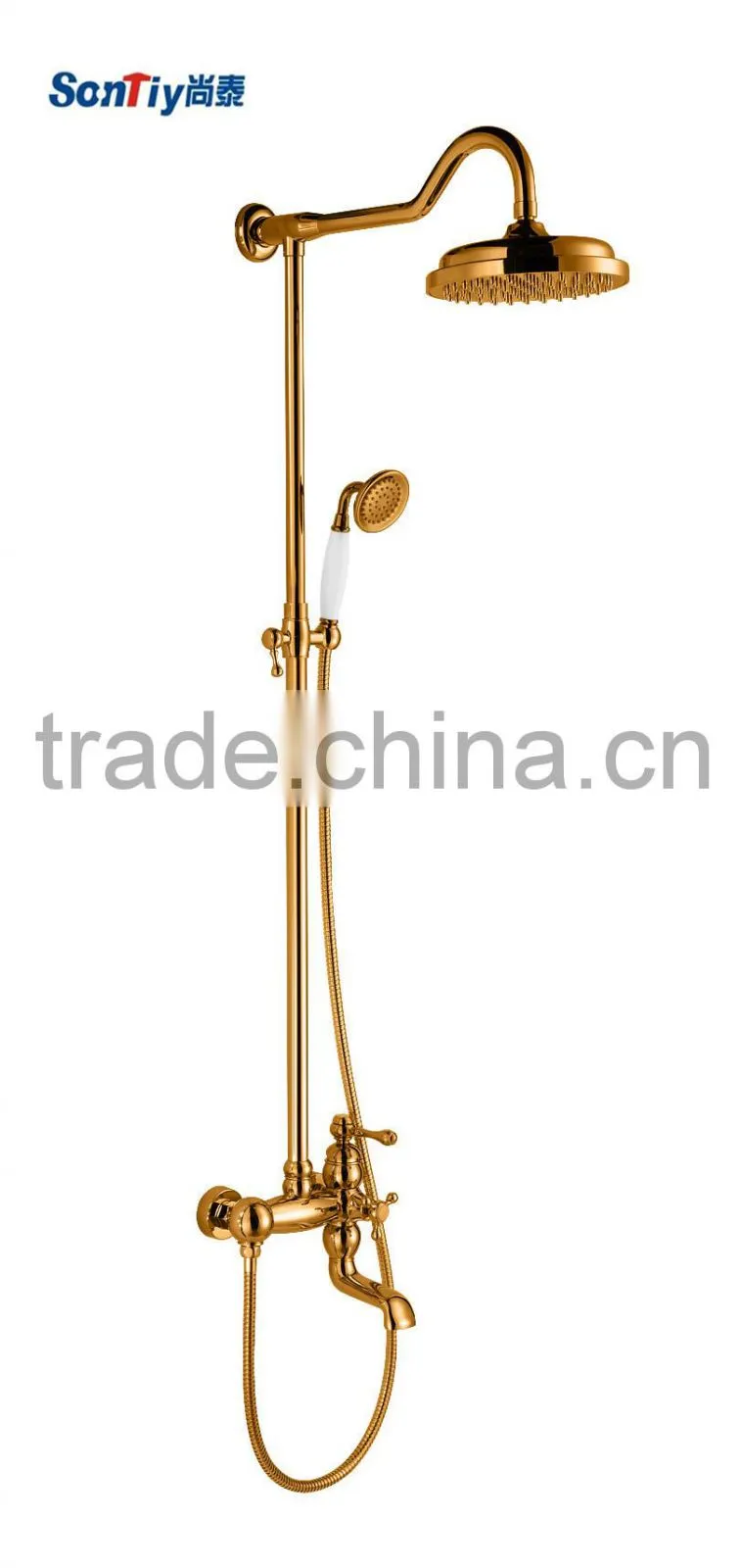 Black and Gold exposed rain shower combination 82026