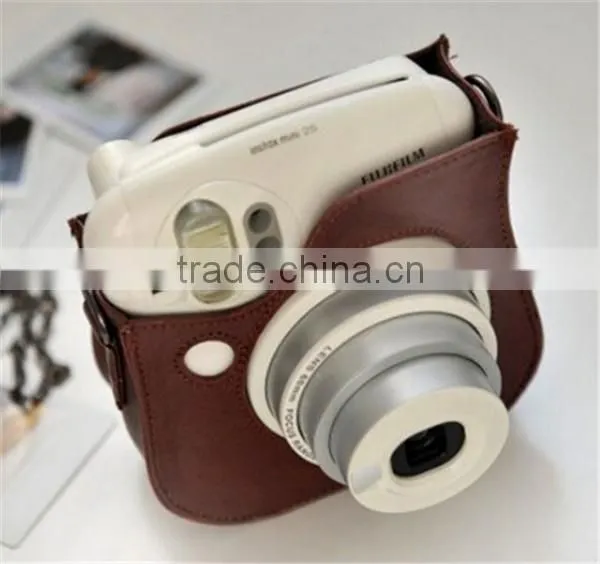 Hot Selling Coffee PU Leather Case Bag For Fujifilm Instax mini 25