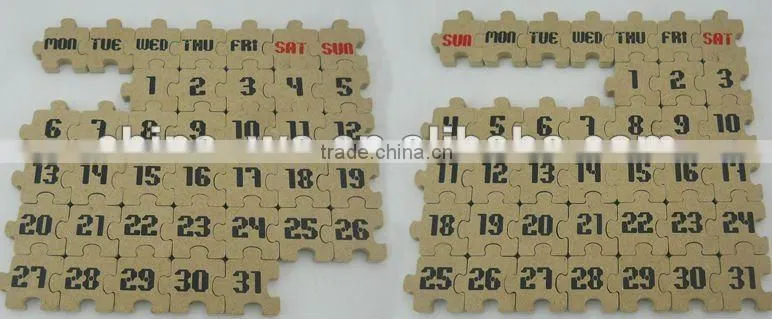 wooden children's calendar and jigsaw puzzle promotion for kids
